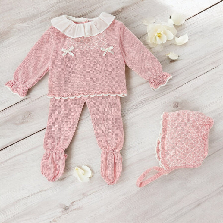 Sardon Rose Pink & Cream Knitted Top & Leggings