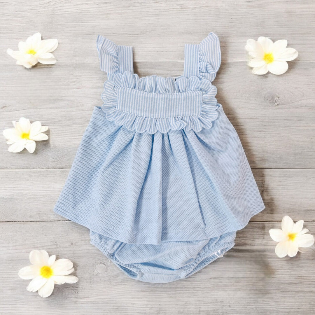 Babidu Blue Pique Top & Bloomers