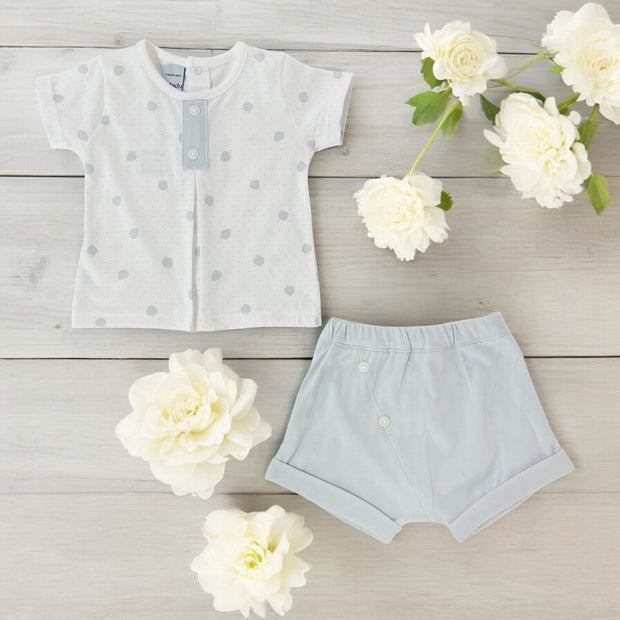 Babidu Grey & White T Shirt & Shorts Set