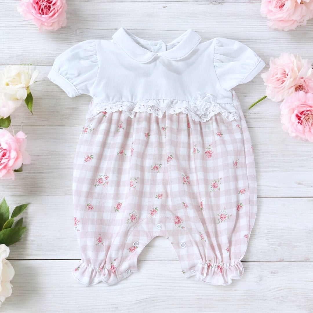 Coccode White & Pink Short Sleeve Romper