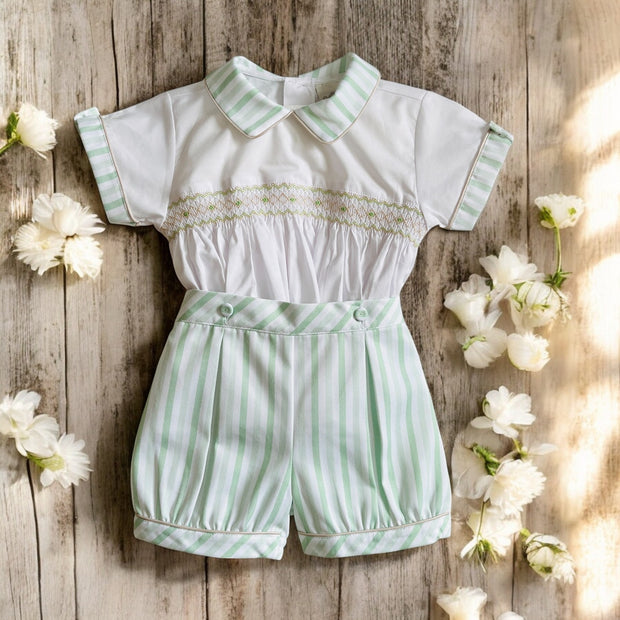 Pretty Originals Green & White Stripe Shirt & Shorts