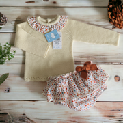 Oatmeal Knitted Top & Leaf Bloomers