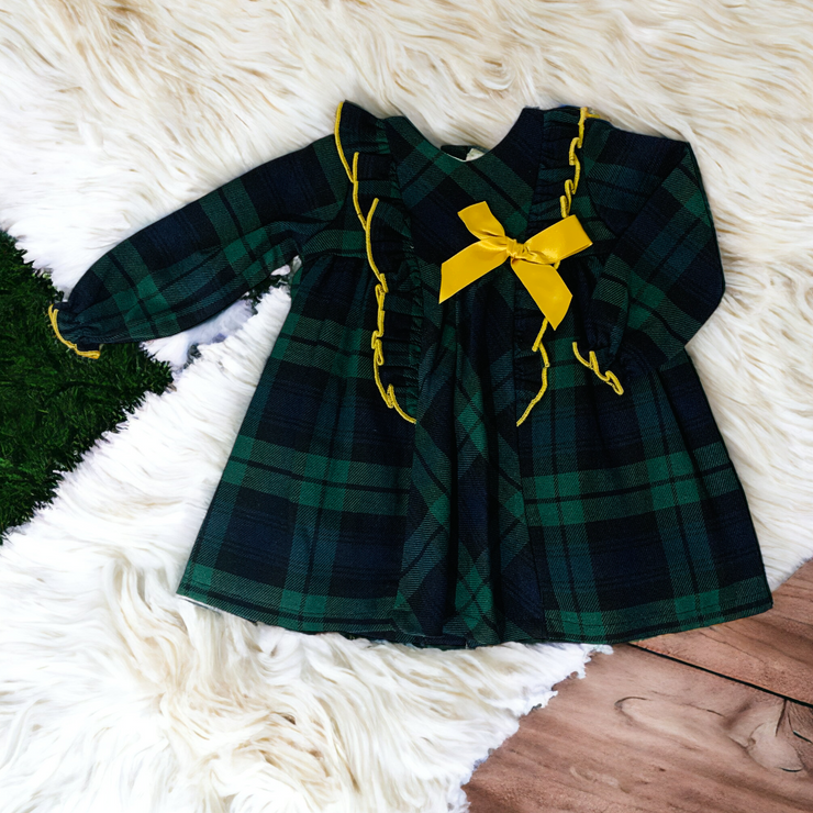 Mac Ilusion Green Navy Tartan Dress Bows Baby Boutique