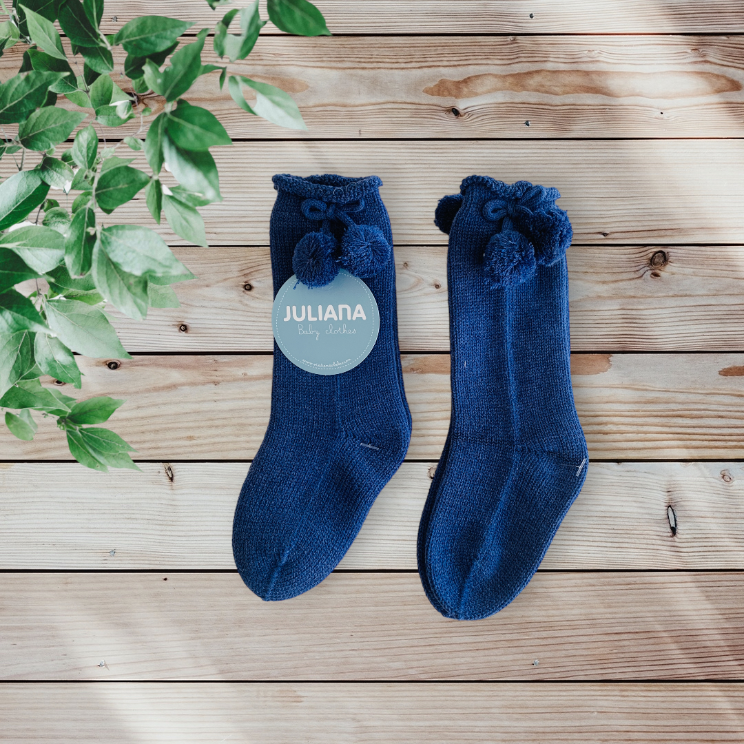 Royal Blue Pom Pom Socks