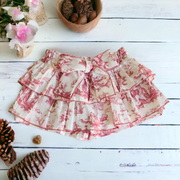 Bordeaux Toile De Jouy Pattern Skort Back