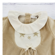 Cappuccino Ruffle Velour Sleepsuit