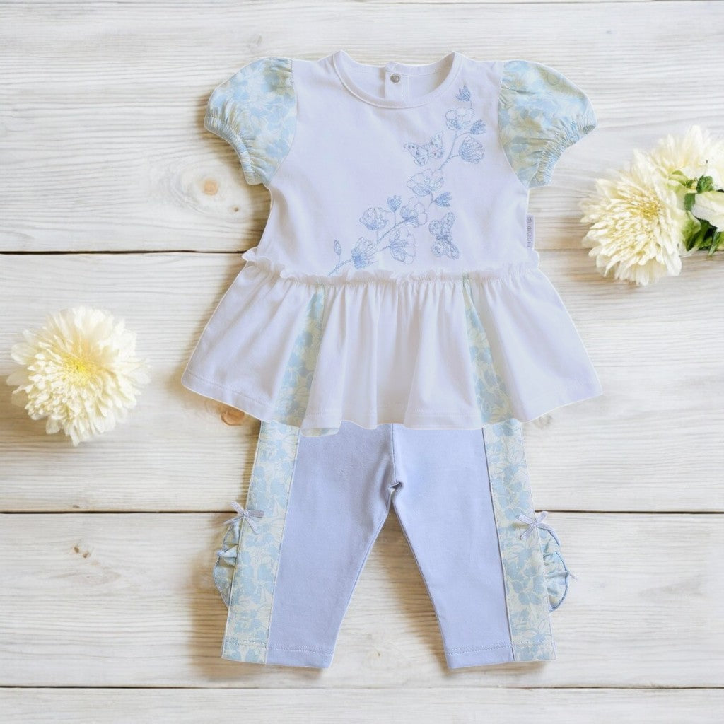 Pastels & Co "Ida" White & Blue Top & Leggings