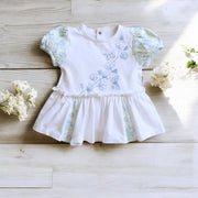 "Ida" White & Blue Top & Leggings
