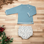 Duck Egg Blue Knitted Top & Jam Pants