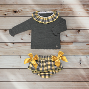 Anthracite Grey & Mustard Knitted Bloomer Set