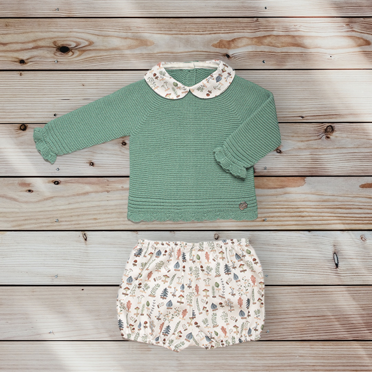 Green Knitted Top & Jam Pant Set