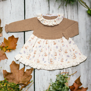 Autumn Half Knit Ruffle Fox Dress