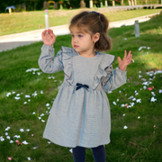 Navy & White Stripe Ruffle Dress