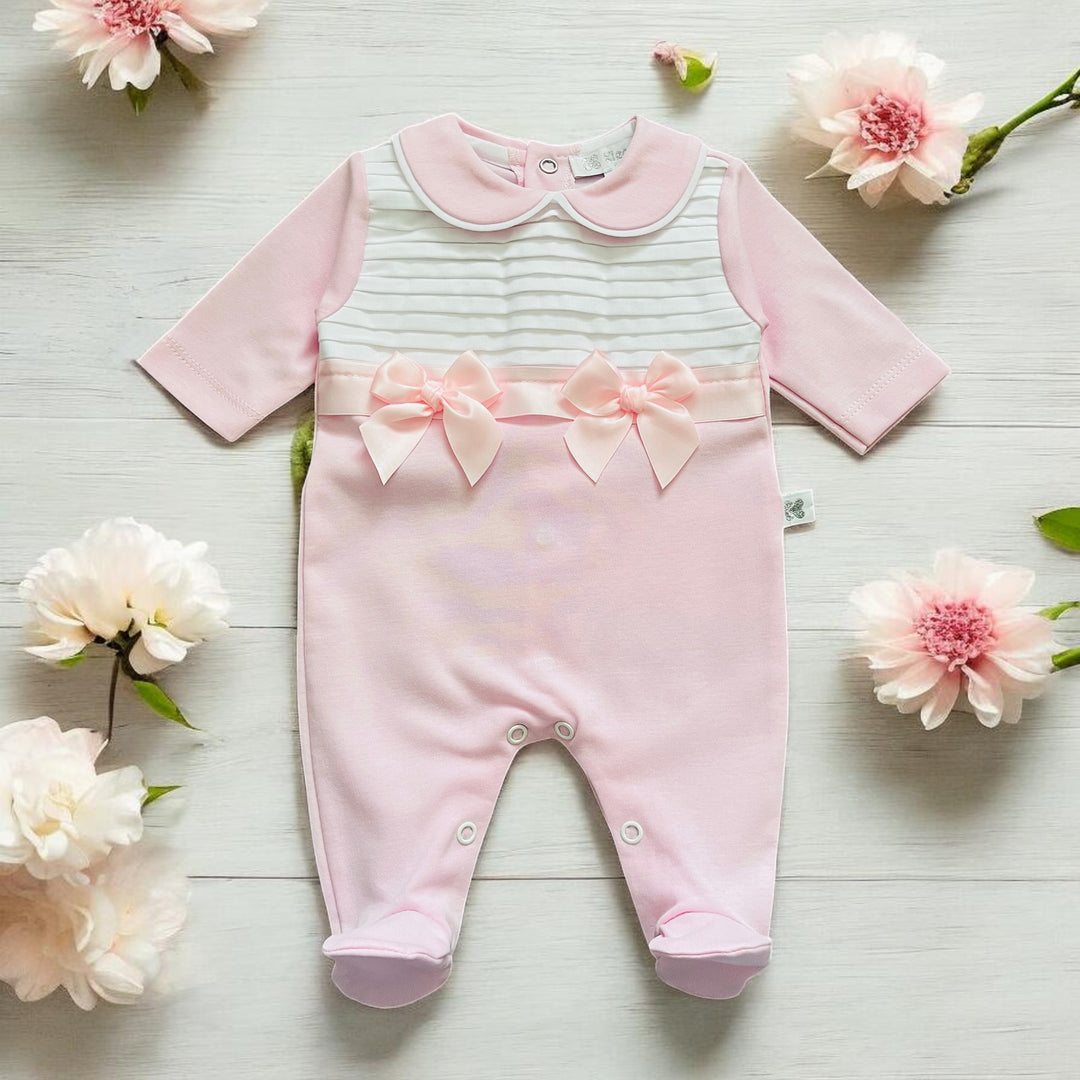 Kleo Kids Pink & White Bow Sleepsuit