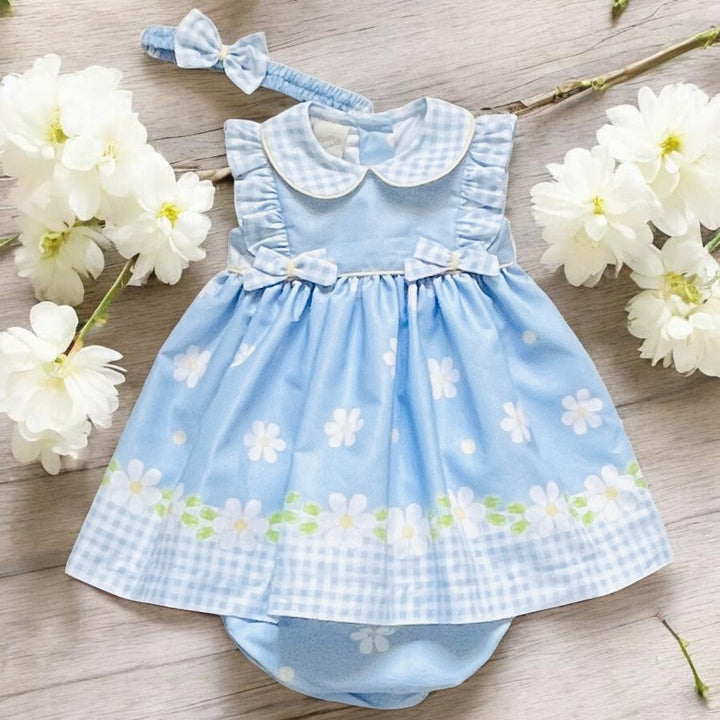 Blue & White Daisy Print Dress