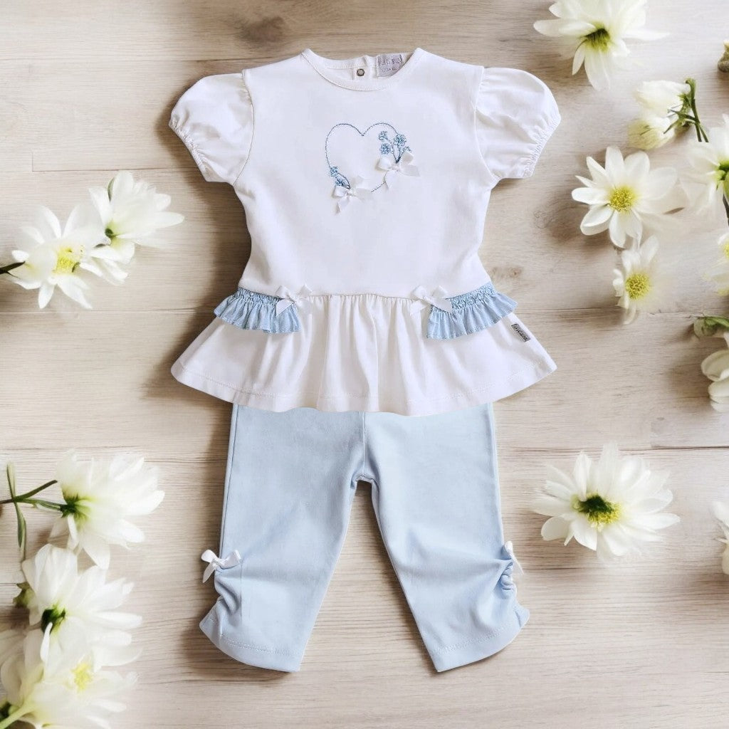 Pastels & Co "Lucy" White & Blue Top & Leggings