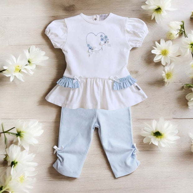 Pastels & Co "Lucy" White & Blue Top & Leggings