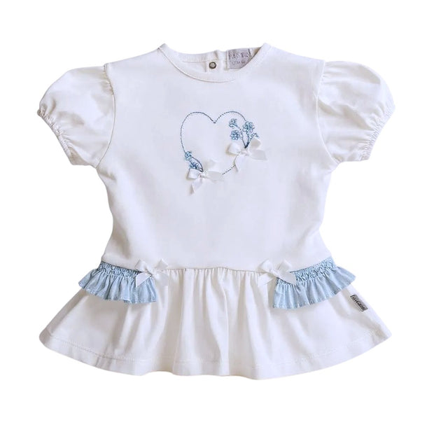 "Lucy" White & Blue Top & Leggings