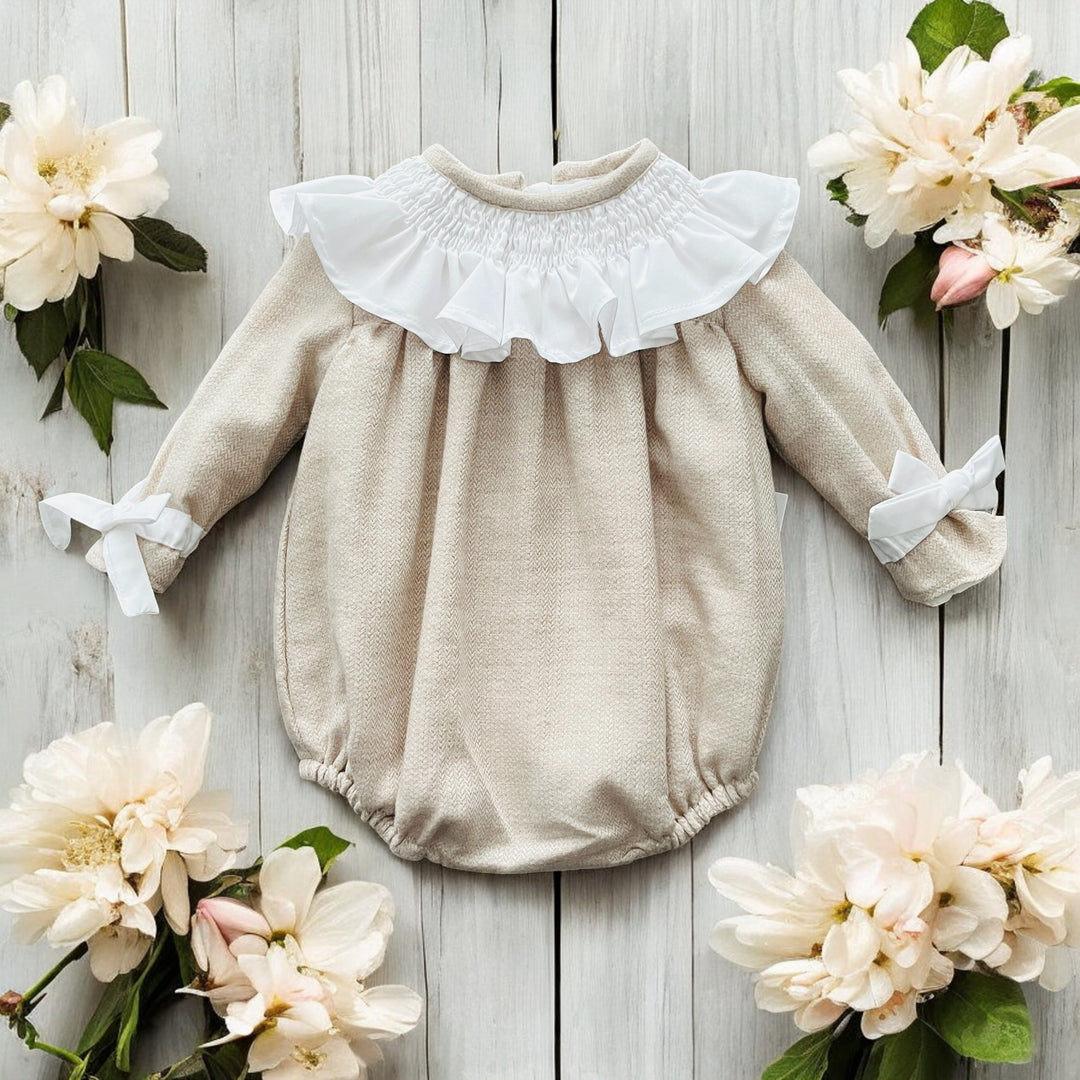 Puro Mimo Light Beige Herringbone Romper
