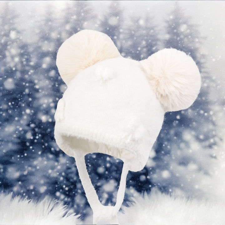 Jamiks Ivory Wool knitted Double Pom Pom Hat