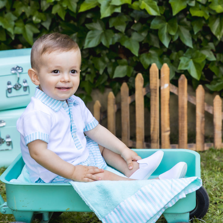 Sardon Green & White Stripe Polo & Shorts