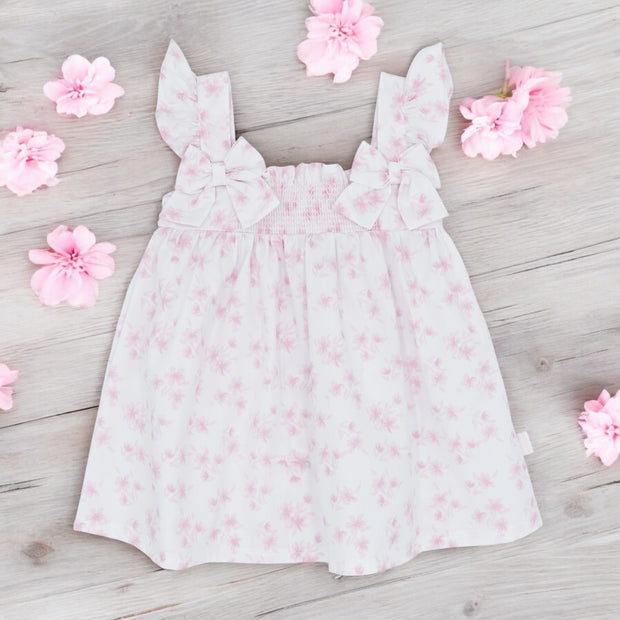 "Laura" White & Pink Floral Dress