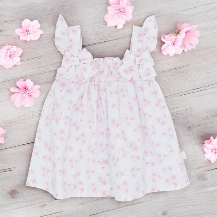 "Laura" White & Pink Floral Dress