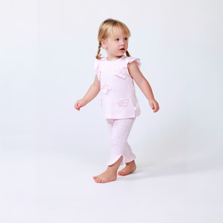 Tutto Piccolo Pink & White Gingham Top & Leggings Set