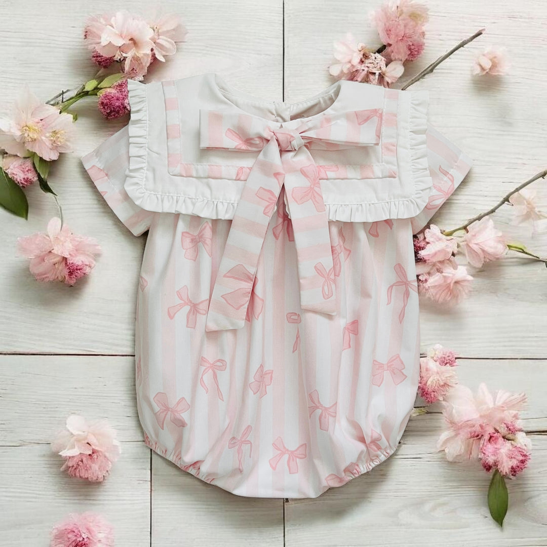 Puro Mimo Pink & White Stripe Romper