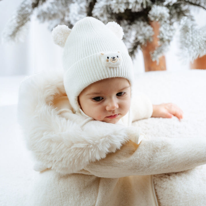 Cream Knitted Teddy Hat