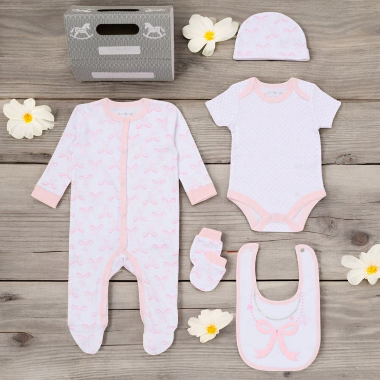5 Piece Pink & White Layette Gift Set