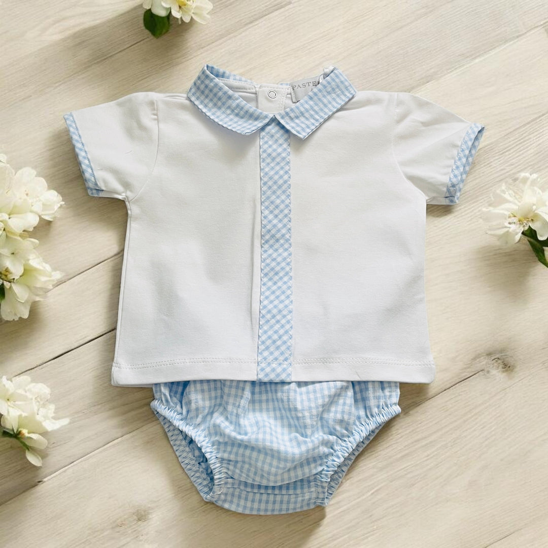 Pastels & Co "Ralph" Blue & White Gingham Top & Jam Pants