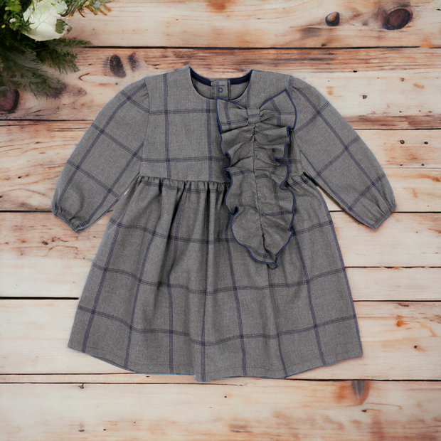 Grey & Navy Ruffle Dress