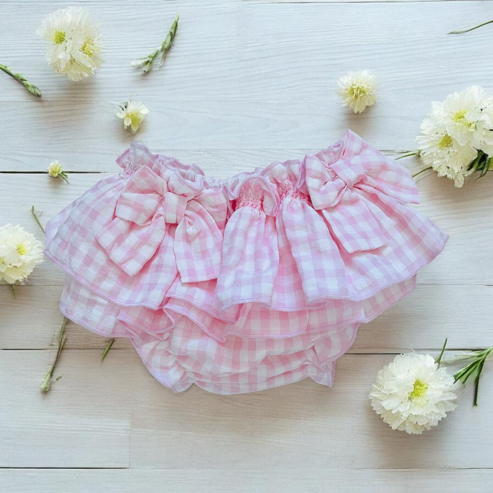 "River" White & Pink Gingham Bloomers