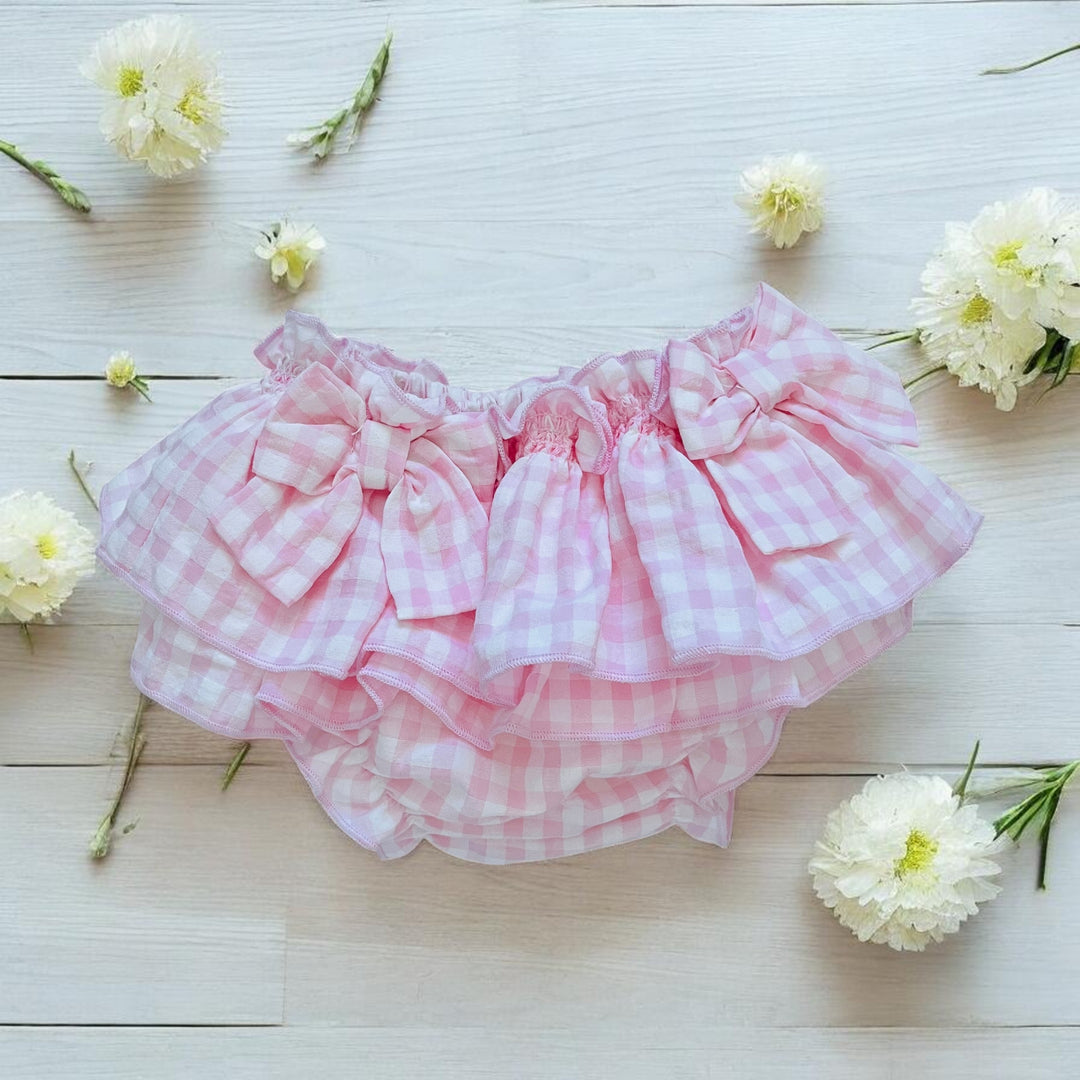 "River" White & Pink Gingham Bloomers