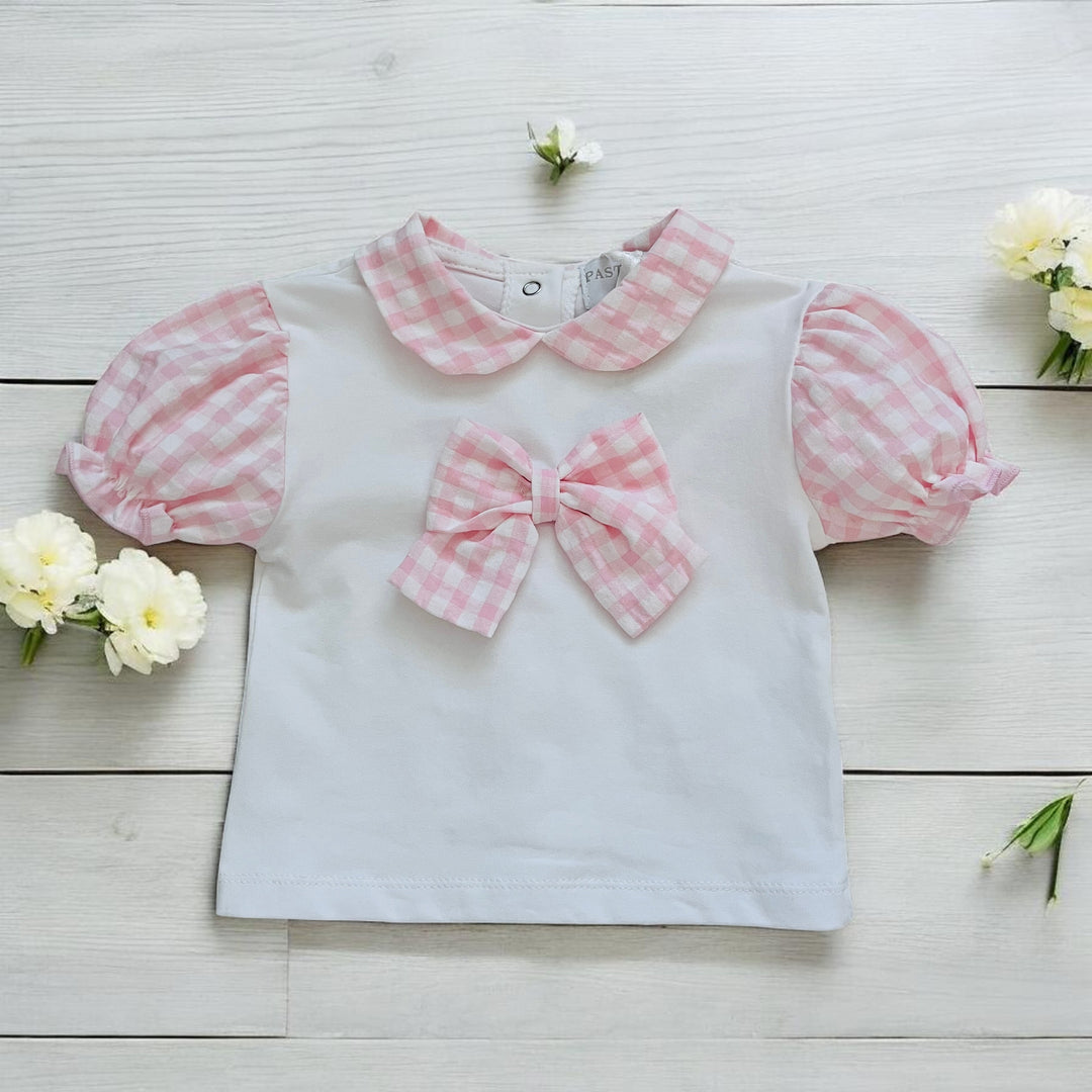 "River" White & Pink Gingham Top