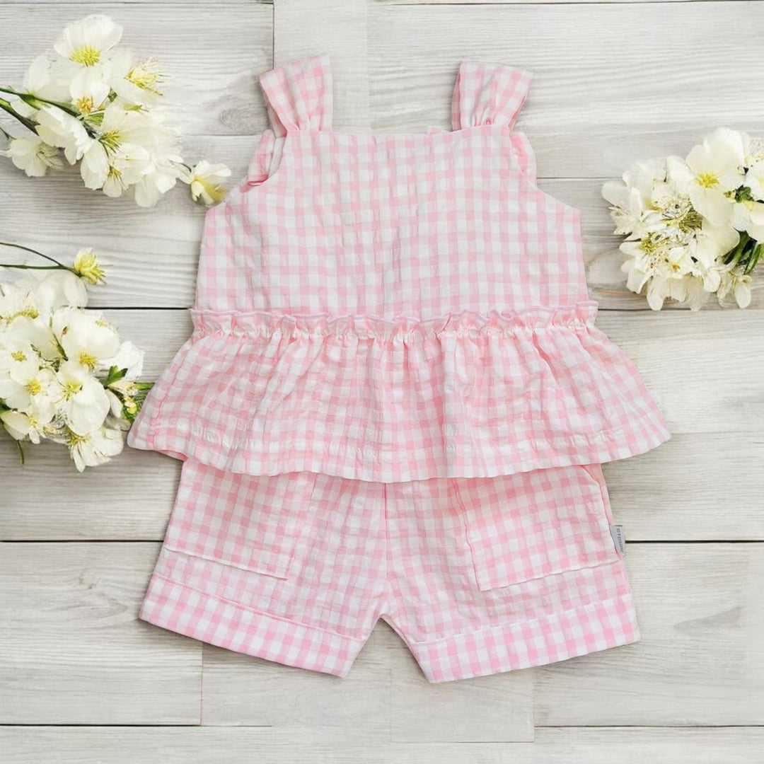 Pastels & Co "Rowan" Pink & white Gingham Top & Shorts