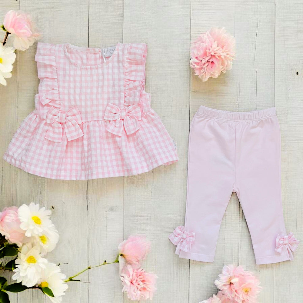 Pastels & Co "Ruby" Pink & white Gingham Top & Leggings