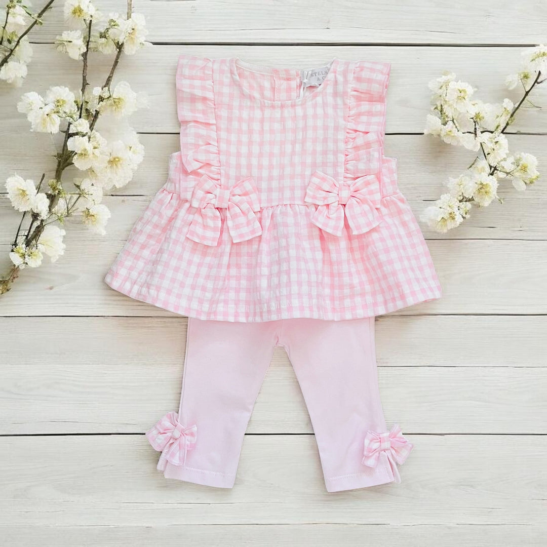Pastels & Co "Ruby" Pink & white Gingham Top & Leggings