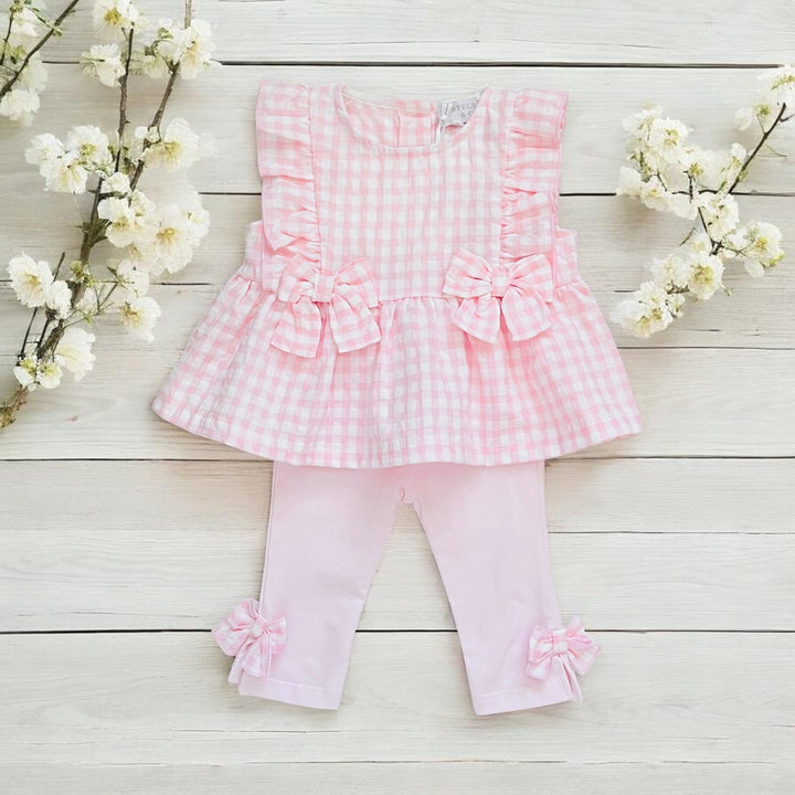 Pastels & Co "Ruby" Pink & white Gingham Top & Leggings
