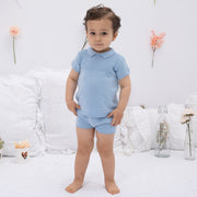 Powder Blue Knitted Polo & Shorts