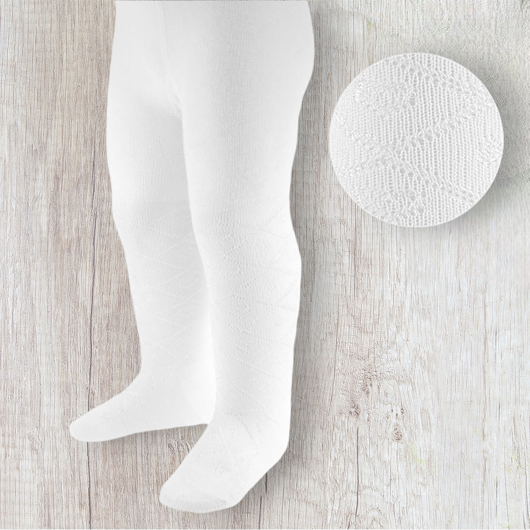 White Diamond Patterned Tights