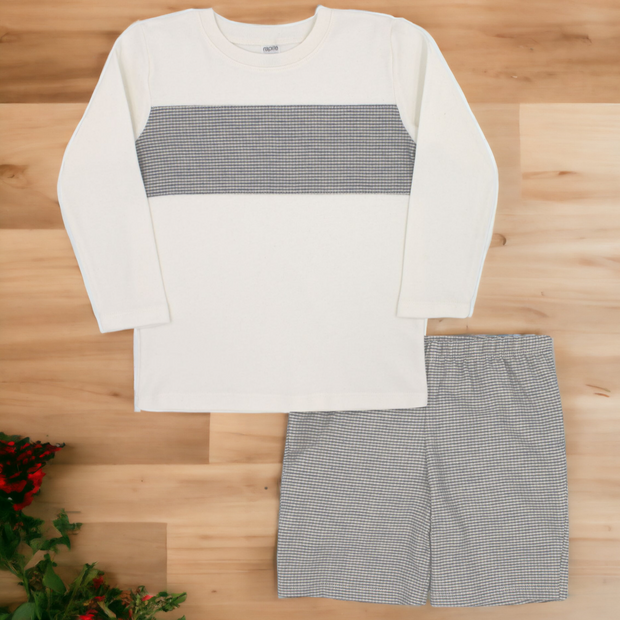 Navy & White Stripe Top & Shorts