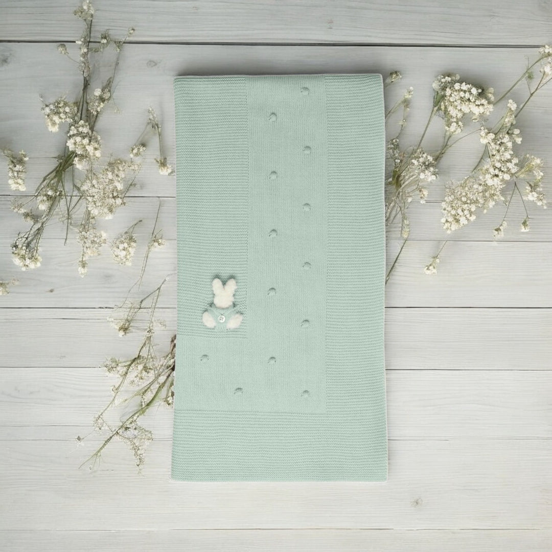 Mac Ilusion Powder Green Knitted Bunny Shawl