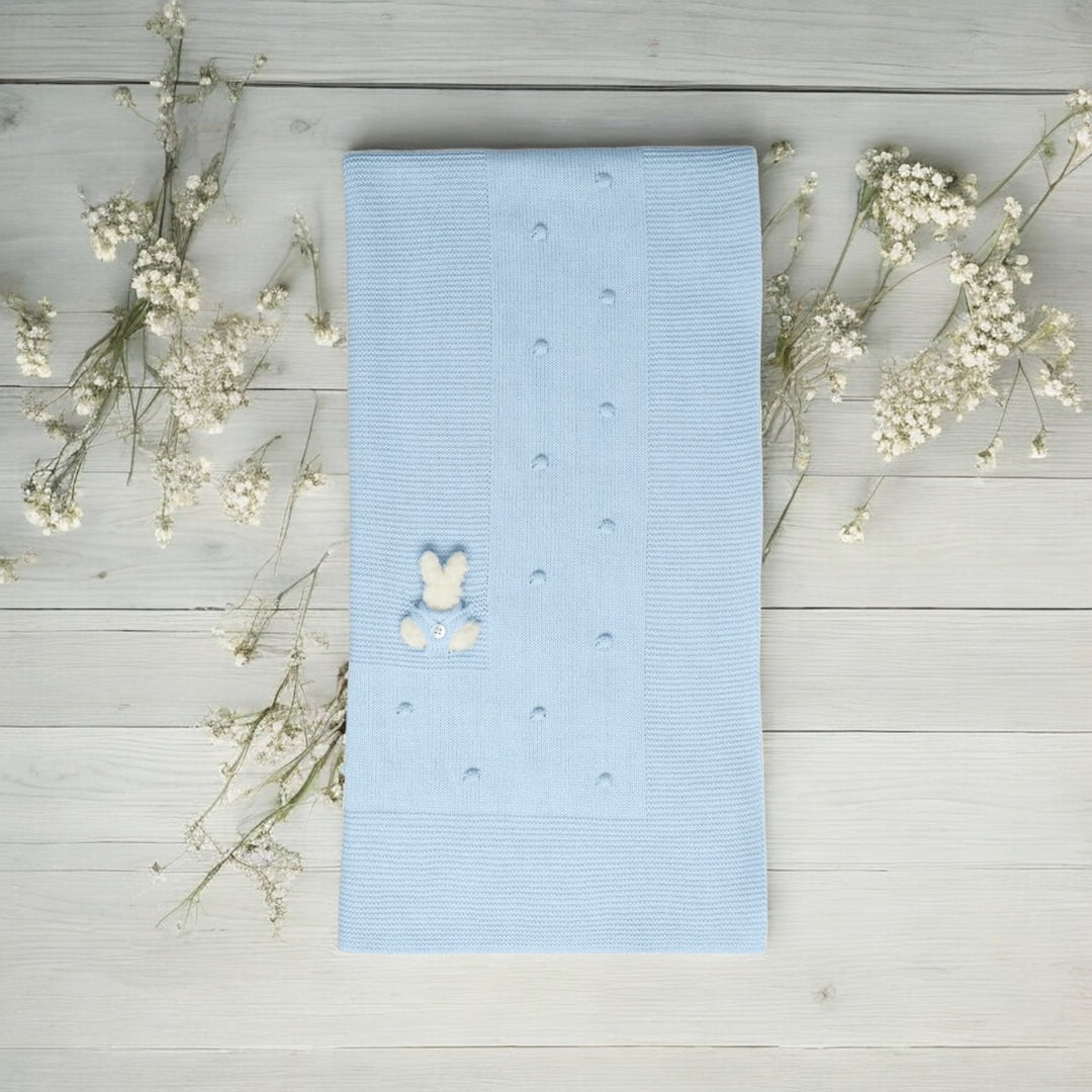 Mac Ilusion Cloud Blue Knitted Bunny Shawl