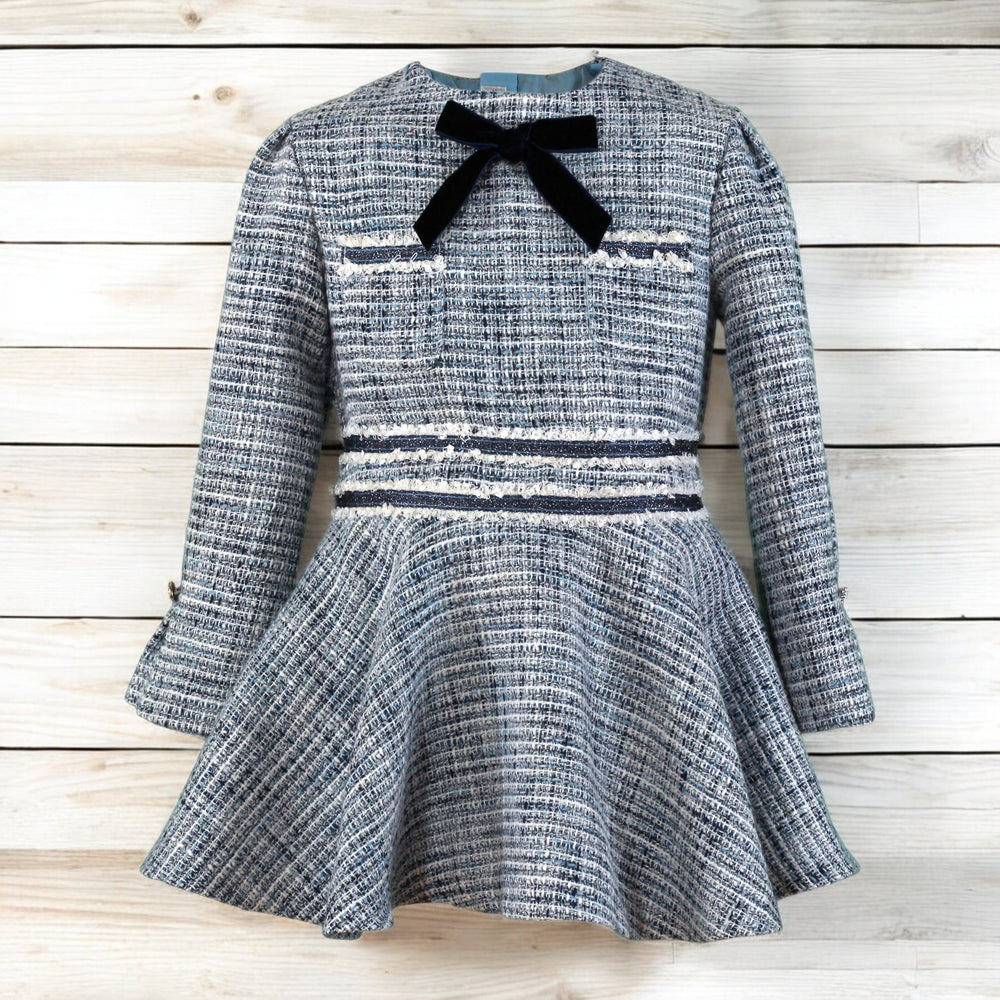 Miranda Navy & White Tweed Dress Front