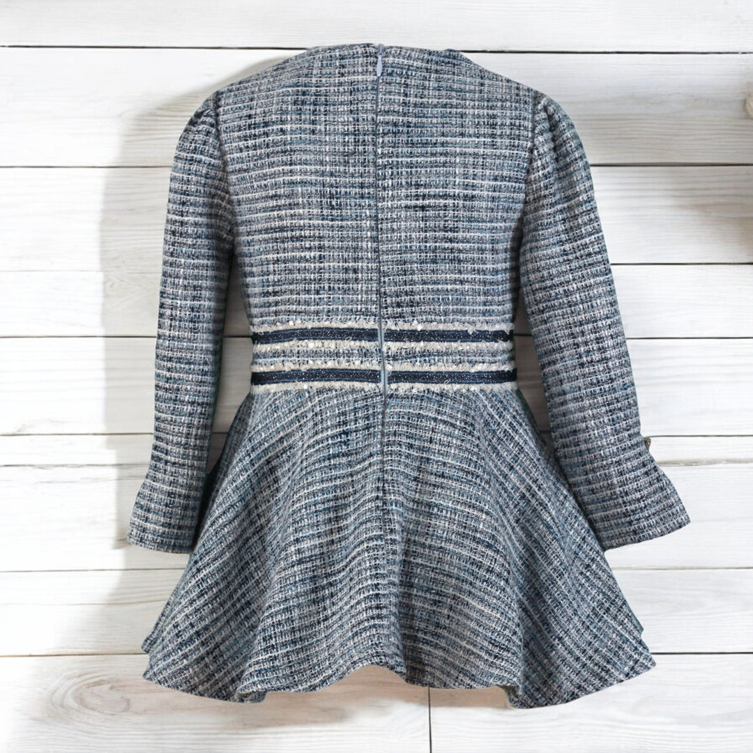 Miranda Navy & White Tweed Dress Back
