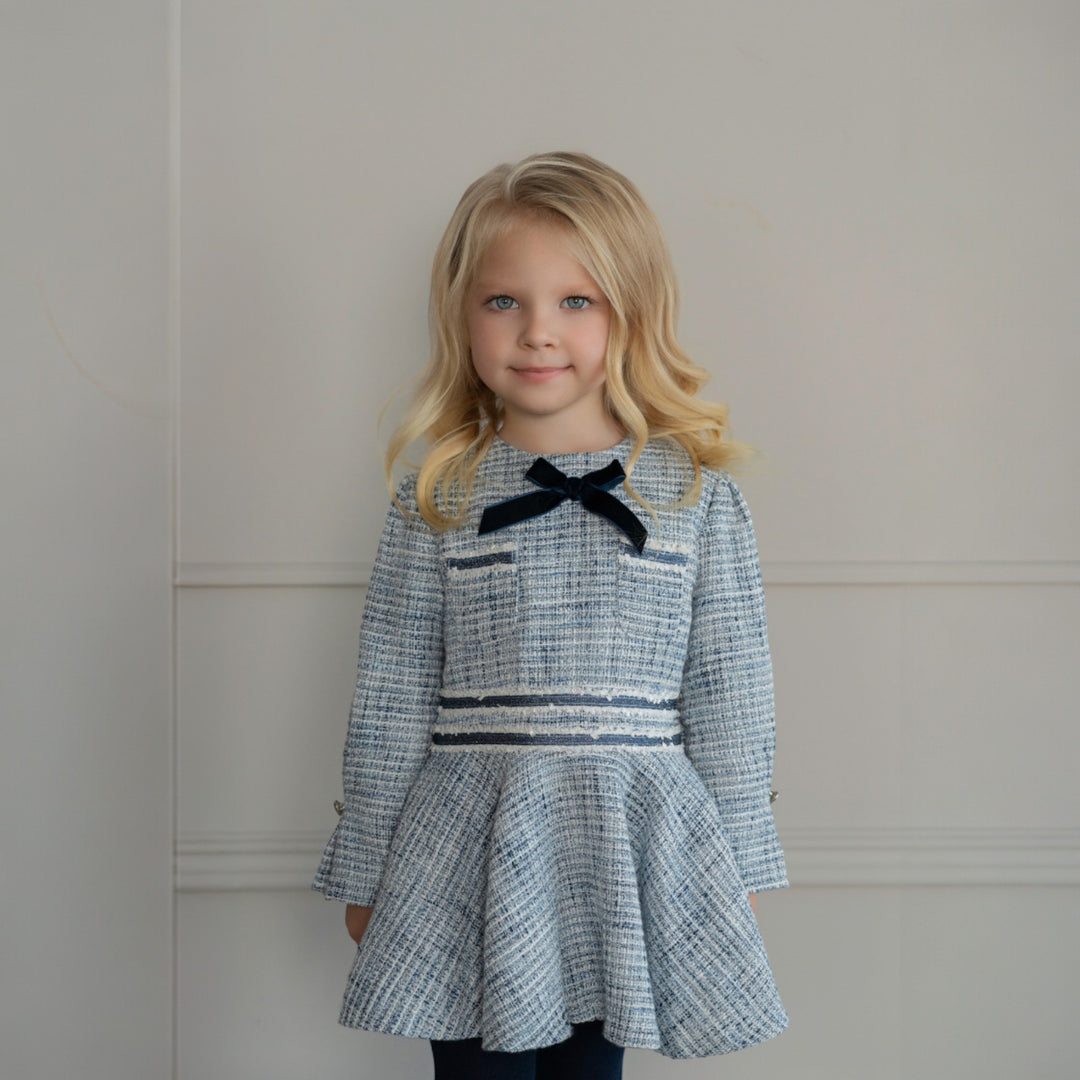 Miranda Navy & White Tweed Dress
