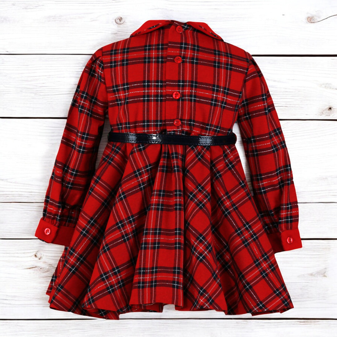 Red & Navy Tartan Dress Back