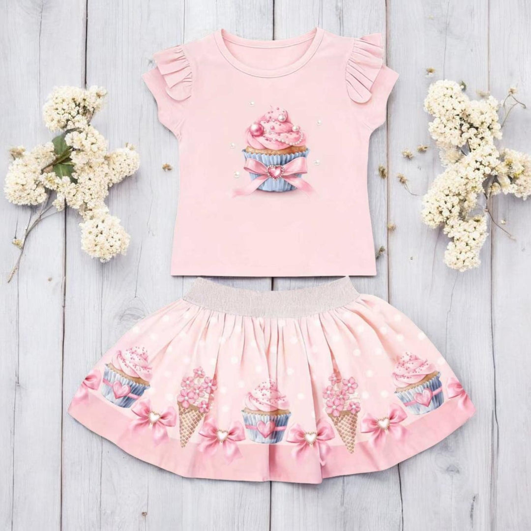 Giorgio Bambini Pink Cup Cake Top & Skirt Set